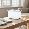 The transparent plastic storage box has a large capacity of 120 liters, is dust-proof and moisture-proof, and can be stacked Specification image
